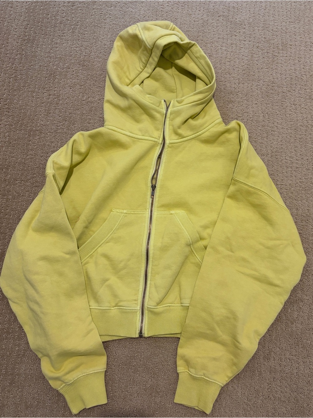 Free People mustard Yellow Zip Hoodie- never worn